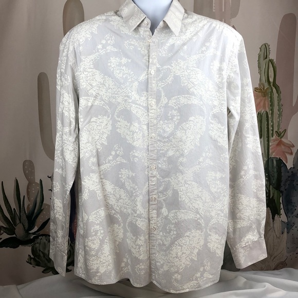 mens white paisley dress shirt
